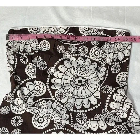 Y2K Ruby Rox Brown Floral Strapless Tube top A-Line Zip Up Lined Dress Boho Sz L - Picture 6 of 6